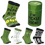 Rick and Morty Herren Socken, 5er-Pack Lustige Socken – Geschenke für Männer (Grün)