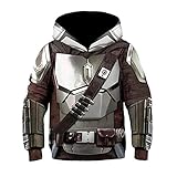 Mandalorian Hoodie SW Film Cosplay Kostüm Zubehör 3D-Druck Unisex Kleinkind Kinder Kostüm Film Mode Polyester Sweater (E,L)