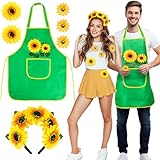 iZoeL Karneval Sonnenblumen Kostüm Gärtner kostüm Damen Herren, Sonnenblumen Haarrreif Gärtner Schürze Sonnenblumen Aufkleber Karneval Kostüm Accessorie, Damen Herren Faschingskostüme Mottoparty