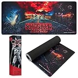 Stranger Things Schreibtischunterlage XXL - Mauspad Gaming Schreibtisch Zubehör 800x360mm - Anti-Rutsch, Bürobedarf Unterlage Desk Matte Büro Deko (Schwarz)