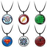 FYDZBSL Marvel Avengers Halskette Schmuck Anhänger Halskette Creative Crystal Anime Cartoon Schmuck für Jungen Mädchen JugendlicheAnime Fan, 6pcs