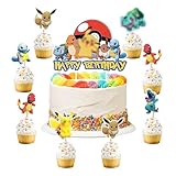 49 PCS Tortendeko Geburtstag Kinder, Kuchen Deko, Happy Birthday Kuchendekoration + Cake Topper Cupcake + Tortenfiguren Kindergeburtstag, Tortendekoration Kinder für Jungen/Mädchen