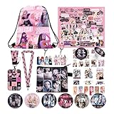 PJSTUG Blackpink-Fanartikel, Blackpink-Album-Merch, inklusive Beutel mit Kordelzug, Münzbeutel, Ausweis, Schlüsselband, Aufkleber, Anstecknadel, Telefonständer, Schlüsselanhänger, Kpop-Merchandise