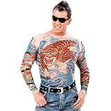 W WIDMANN MILANO Party Fashion 7122T - Tattoo Shirt Tiger und Drache, Fake Tattoos, Biker, Rocker, Gangster, Faschingskostüme, Karneval