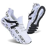 Wonesion Herren Fitness Laufschuhe Atmungsaktiv rutschfeste Mode Sneaker Sportschuhe,2 Weiß,41 EU