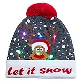 TUONROAD LED Hut Lustig 3 Bunte Licht Weihnachtsmütze Beanie Mütze Cap Warme Wintermütze Strickmütze Hässlich Urlaub Party Geschenk Kappe für Männer Frauen Jungen Mädchen Kinder