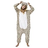 Katara 1744 - Leopard Kostüm-Anzug Onesie/Jumpsuit Einteiler Body für Erwachsene Damen Herren als Pyjama oder Schlafanzug Unisex - viele Verschiedene Tiere