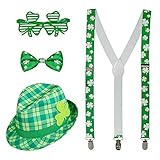 com-four Leprechaun, Kobold Kostüme zum St. Patricks Day - Outfits und Accessoires für das grüne, irische Fest - Für Fasching, Fastnacht, Karneval, Parade, Motto-Party, Irish Pub (04-teilig - Set01)