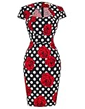 GRACE KARIN 50er Jahre Kleid Vintage Retro Rockabilly Kleid Bleistiftkleid für Frauen M CL7597-11