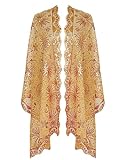 keland Damen Festlich Spitze Stola Bolero Schal Tuch Schultertuch Umhang Cape Pashminas Schaltuch (A-Gold)