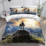 Enfunt-Home Anime Zelda Bettwäsche Set 2 Teilig, 100% Mikrofaser Wikinger 1 Bettbezug 135x200cm Mit Reißverschluss Und 1 Kissenbezug 80x80cm