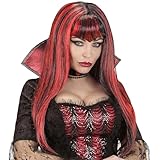 Widmann 02073 - Perücke Vampirin, rot-schwarz, Kunsthaar, Langhaarperücke, Gothic, Halloween, Fasching
