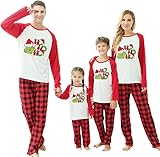 Weihnachts Pyjama Familie Set für Damen Herren Jungen,Weihnachten Schlafanzug Langarm Oberteil und Unterteil Weihnachtsbaum Fun-Nachtwäsche(Jungen,10-12y)