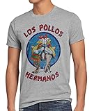 style3 Los Pollos T-Shirt Herren, Größe:L, Farbe:Grau meliert