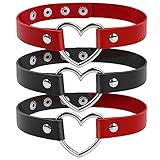 3 Stück Gothic Schmuck Leder Choker Halsband Halloween Kleidung Damen Gotischer Halsreif Mädchen Biker Gothic Halsband Ohrstecker Joker Punk Rock Halskette Kragen Cosplay Halskette Bekleidungszubehör