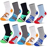 L&K-II 10er Pack Kinder Jungen Socken Hoher Baumwollanteil Dinosaurier Muster Mehrfarbig 2927 24-27
