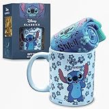 Disney Tasse und Socken Damen Set Stitch Geschenk Set (Blau Stitch)