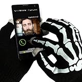 Skelett Handschuhe mit Touch Funktion, Strick mit Druck, Für Damen und Herren, Einheitsgröße