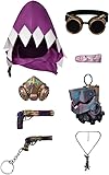 Lixinya Cosplay Requisiten Pulver Cosplay Hut Augenpatch Halskette Schlüsselanhänger Maske Finger Caps Hai Zubehör Game Full Set