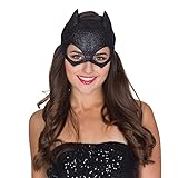 MIMIKRY Catwoman Maske Schwarz Glitter Fledermaus Katze Katzenmaske Kostüm-Zubehör