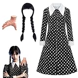 Wednesday Kostüm Kleid für Mädchen,Wednesday Kleid für Kinder,Mittwoch Kostüm Mädchenkleid,Mittwoch Familie Kostüm Kleider,Wednesday Family Thing Kostüm,für Cosplay Halloween Karneval Party