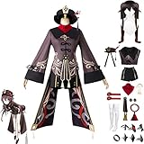 FANKXIUXI Genshin Impact Hu Tao Cosplay Kostüm Outfit Spiel Anime Charaktere Venti Uniform Kleid Full Set Halloween Dress Up Anzug mit Perückenhut XXXL