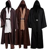 helymore Herren Jedi Kostüm Cosplay Robe Tunika Mit Kapuze Uniform Erwachsene Medieval Wars Ritter Kleidung Halloween Cosplay Party Kostüm Full Set, M
