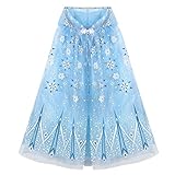 XEPST Kinder Umhang Prinzessin, Blau Prinzessin Umhang mit Kapuze Tüll Umhang Glänzender Schneeflocke Umhang Halloween Karneval Kostüm Umhang Prinzessin Cosplay Party Kostüm für Mädchen