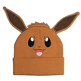 Bioworld Pokemon Eevee Bestickte Beanie-Mütze, Einheitsgröße, lizenziert, Braun, Einheitsgröße