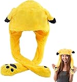 Kakbrt Kaninchen Hut, Hasen Mütze mit Beweglichen Ohren,Lustiger Hut für Erwachsene Kinder, Partyhüte Urlaub Cosplay Mütze, Weich und Bequem (Gelb)