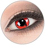 Farbige 'Itachi' Kontaktlinsen von 'Evil Lens' zu Fasching Karneval Halloween 1 Paar rote schwarze Crazy Fun Kontaktlinsen mit Behälter in Topqualität ohne Stärke