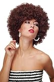 WIG ME UP - PW0011-P30 Perücke Afroperücke Afro 70er Jahre Party Partyperücke Funk Funky Disco Foxy Mahagonibraun Braun