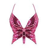 Winx Club Kostüm Bauchtanzkostüm Sexy Winx Club Neon Karnevalskostüme Pailletten Y2k Costume Outfit Corsagentop Schulterfrei Butterfly Bauchfreies Karneval BH Klamotten Tops