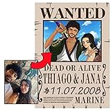 ALBALINO – Personalisiertes One Piece Wanted Poster mit eigenem Foto | Individuelle Anime-Zeichnung | Fotogeschenk & Wanddeko für Manga & Anime-Fans