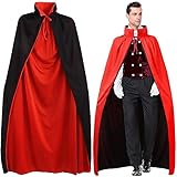 Winwild Halloween Vampir Umhang Erwachsene Halloween Kostüm Damen Vampir Cape Vampirumhang mit Kragen Kostüm Halloween Herren für Karneval Cosplay(L-150cm)