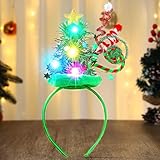 Zoestar Leuchtende Weihnachtsmütze, Stirnband, LED-Weihnachtsbaum-Stirnbänder, leuchtender Weihnachts-Kopfschmuck, Urlaubsparty, Kostüm, Haarschmuck für Frauen (grün, Einheitsgröße)