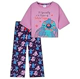 Disney Stitch Schlafanzug Mädchen, bequemer Pyjama für Kinder & Teenager – Geschenke für Mädchen (Lila/Navy Blau Stitch, 9-10 Jahre)