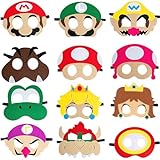 Hillylolly Mario Masken Geburtstag 12 Stk. Masken Geburtstag Kinder, Super Mario Masken, Party Masken Kinder&Erwachsene, Filz Masken Kinder für Maskerade, Geburtstags, Halloween, Weihnachten, Cosplay