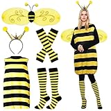 HIQE-FL Bienenkostüm Erwachsene,Bienen Kostüm Damen,Hummel Kostüm,Karneval Kostüm Damen,Bienenkostüm Damen,Kostüm Erwachsene Biene,Tier Cosplay,Fasching Kostüm Damen,für Karneval,Fasching,Mottoparty