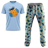 Sesame Street Herren Krümelmonster 2-teiliges Lounge-Set mit T-Shirt und Loungehose in Geschenkbox mit Cookie Toss Design in S-XL, 2-teiliges Set Krümelmonster, XL