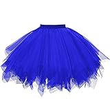 Damen Tüllrock 50er Rock Retro Ballet Tanzrock Kurz Ballett tütü Rockabilly Petticoat Unterrock Tanzkleid Ballkleid Abendkleid Gelegenheit Zubehör Rockabilly Jahre Retro Tutu (A-Blue, One Size)
