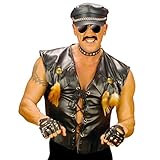 NET TOYS Biker Rocker Weste Kostüm Rockerweste Bikerkostüm Rockerkostüm Village People Raudi Bikerweste Karneval XL 54/56