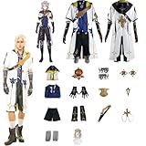 ZHAOSJ Spiel Genshin Impact Cosplay Kostüme Rolle Albedo Cosplay Uniform Outfits mit Perücke Komplettset Halloween Karneval Party Fancy Dress Up