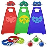 Yuepin 3 Stück Superhelden Kostüm Kinder Umhänge, Masken, Halsketten und Armbänder Set, Kinder Superhelden Cosplay Kostüm für Halloween, Weihnachten, Geburtstag, Partys, Geschenke