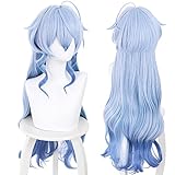 Anime Perücke Genshin Impact Ganyu Cosplay Perücke Blauer Farbverlauf mit Gratis Perückenkappe für Comic Con, Cosplay Show, Halloween