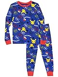 Pokémon Pokemon Schlafanzug für Jungen | Weicher Baumwoll-Pikachu Schlafanzug | Offiziell lizenzierte Kinder Pyjama Blau 134