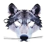 Rappa 160026 Lebensechte Tiermaske Wolfmaske Karnevalsmaske Wolf Grau