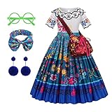 JMOCD Mirabel Kleid mit Umhängetasche,Brillen,Ohrringe,Haarreifen für Mädchen,Mirabel Kostüm Cosplay Karneval Prinzessin Kleid Karneval Party Halloween (150)