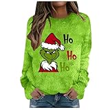 Grinch Pullover Damen, Weihnachtspullover Grinch, Grinch Pullover Schwarz Rot Lustig Weihnachten Weihnachtspulli Oversized Weihnachts Sweatshirt Grün Christmas Tops Teenager Mädchen Weihnachtsoutfit