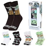 Disney Stitch Damen Socken, bunte warme Strümpfe mit Motiv, Geschenke für Frauen, Teenies, 5er-Pack (Grün Baby Yoda)